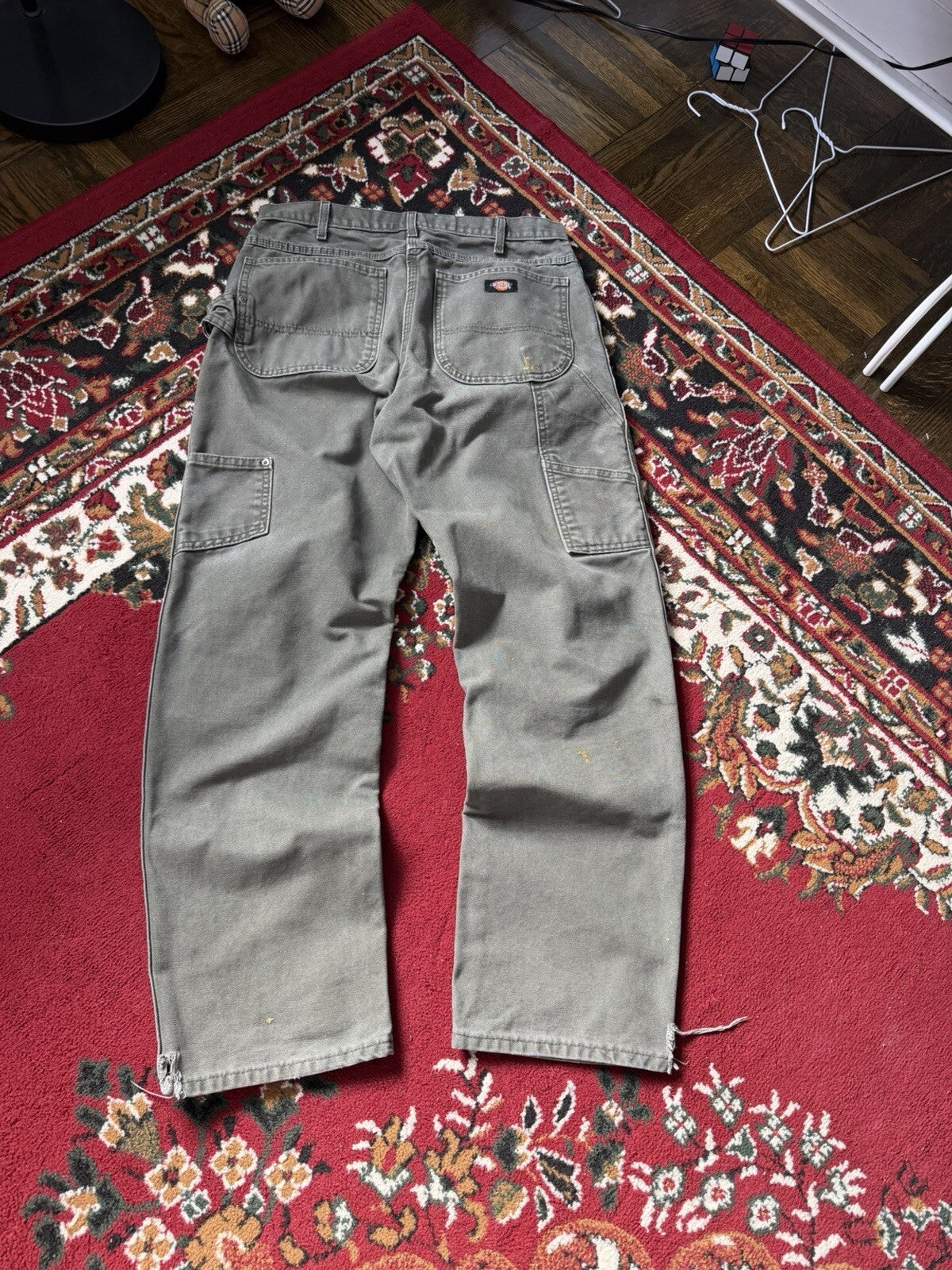 Dickies Relaxed Straight Fit Duck Canvas Carpenter Work Pants Green 30/30