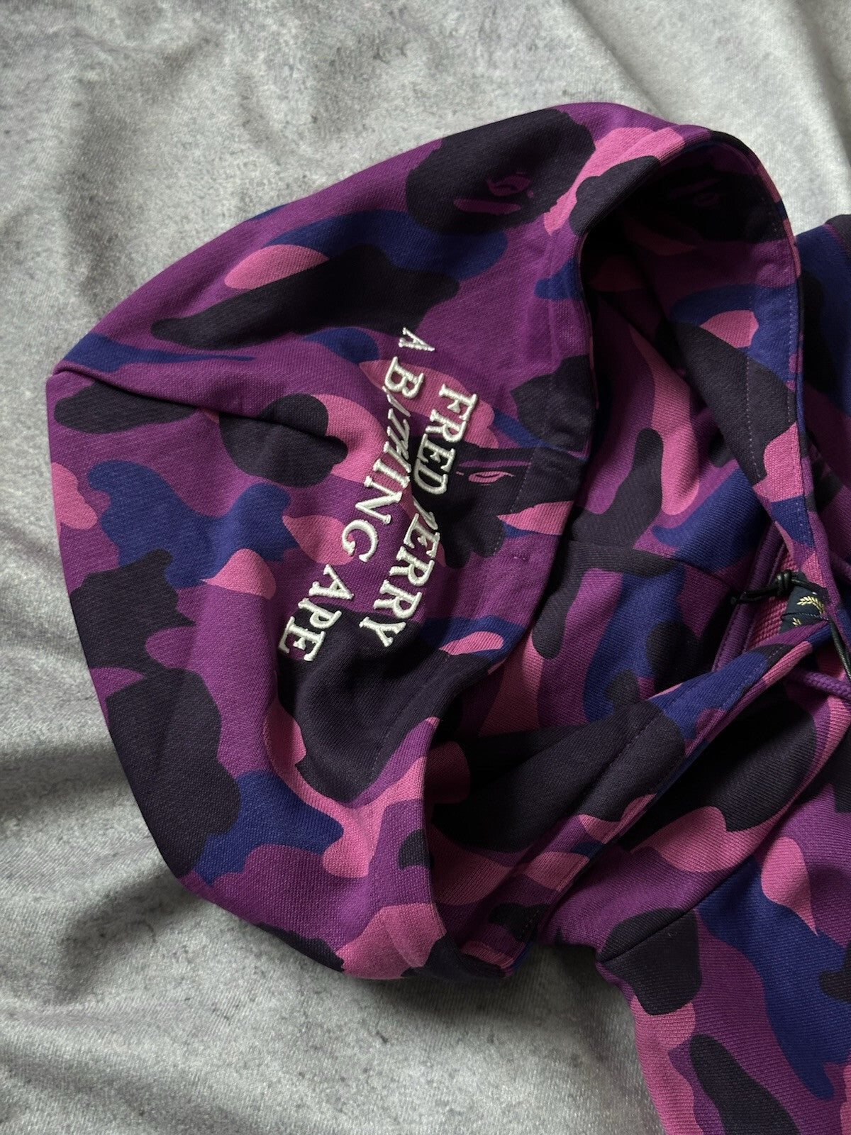 NWT Bape A Bathing Ape X  Fred Perry Purple Color Camo Pullover Hoodie Size XL