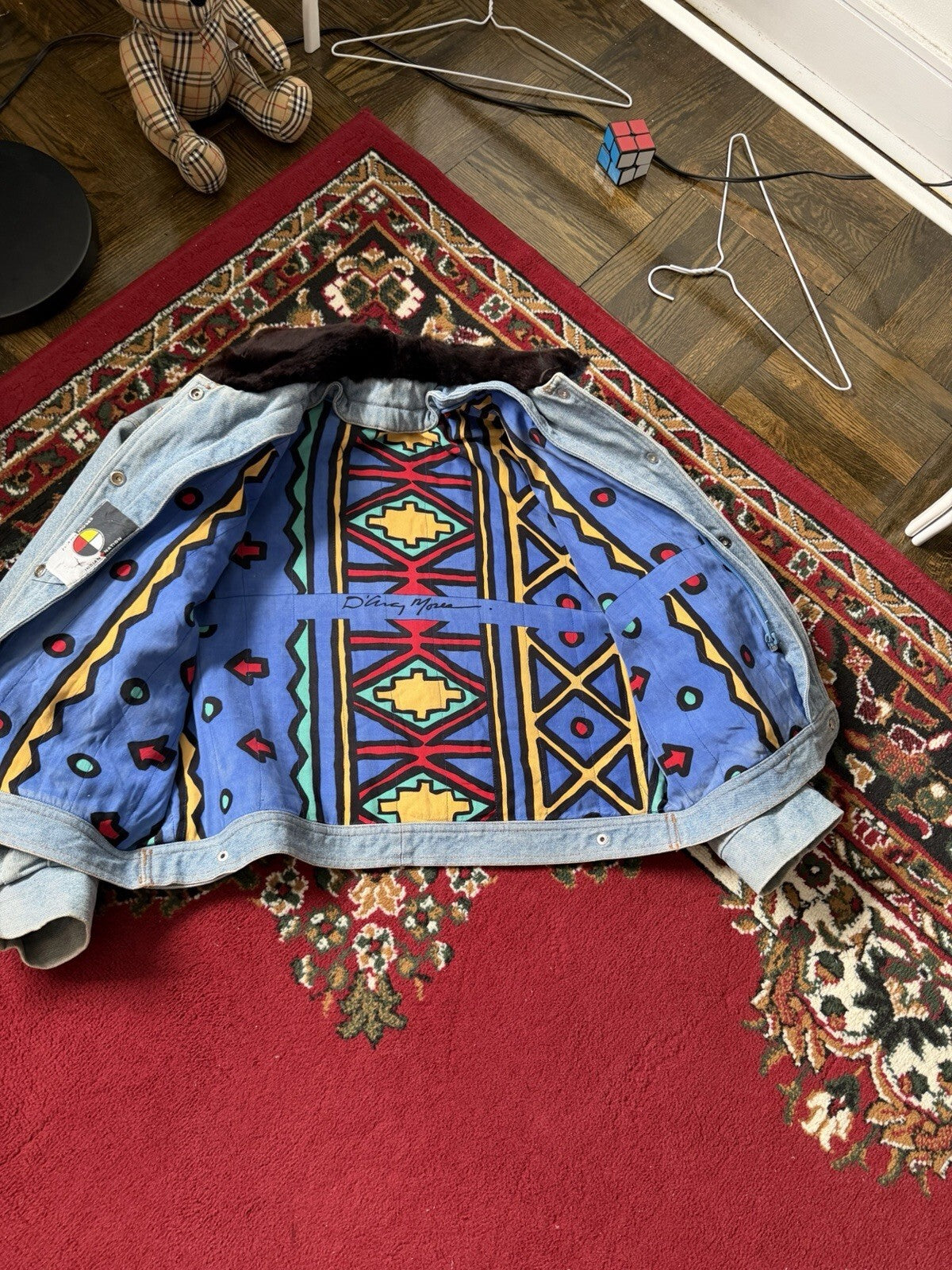 D'Arcy Moses Indian Nation Denim Jacket x Gilles Allard Wasel Fur Medium RARE!