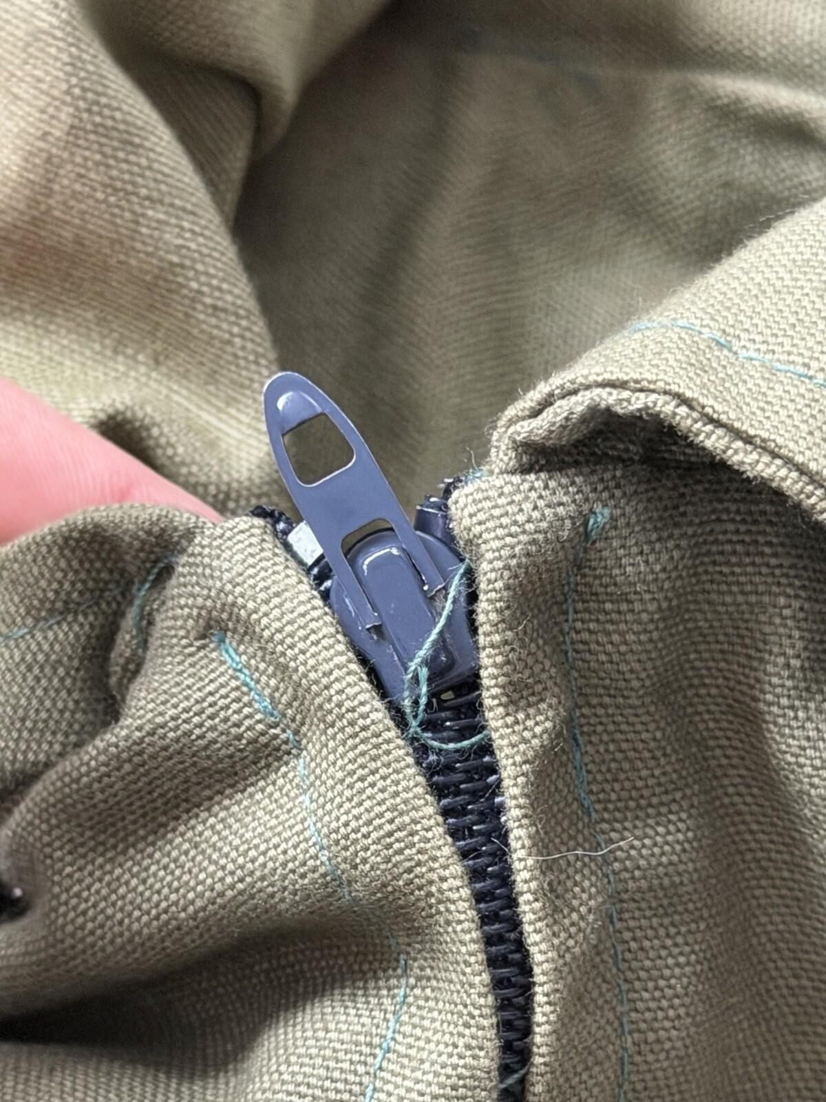 Vintage 50s-60s European Canvas Work Jacket Lighting Zip Pockets Olive