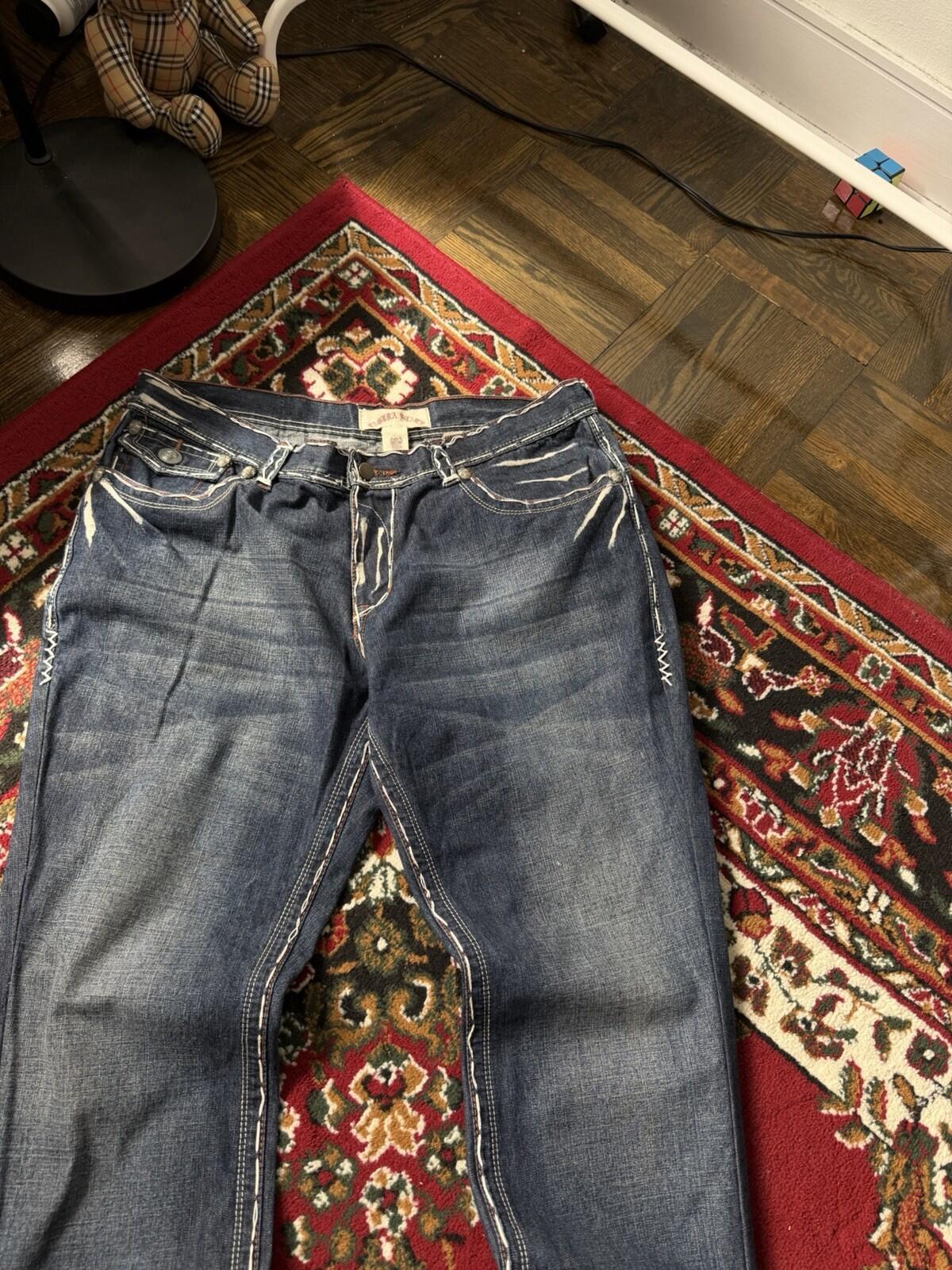 Laguna Beach Jeans Size 36 Mens Bootcut Skulls Embroidered Vintage Made in USA