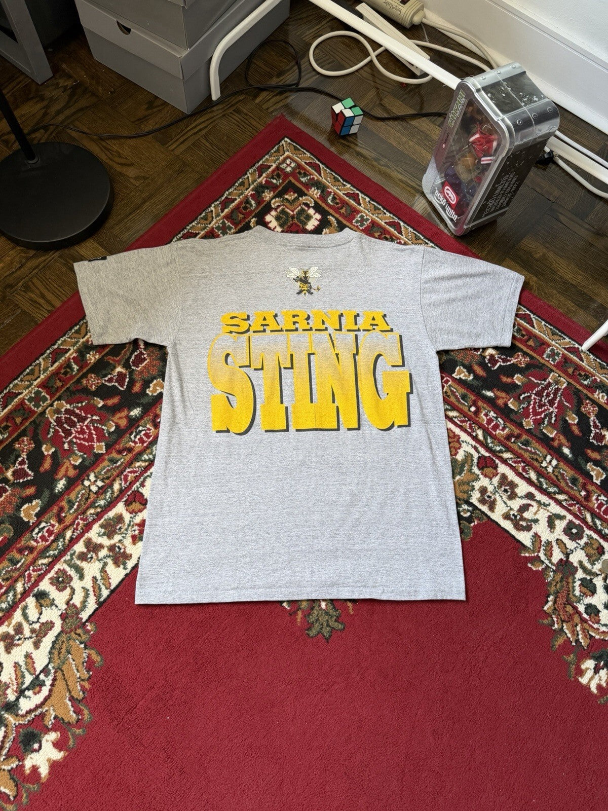 90s Sarnia Stings Starter Vintage CHL Hockey T-Shirt Tee Gray