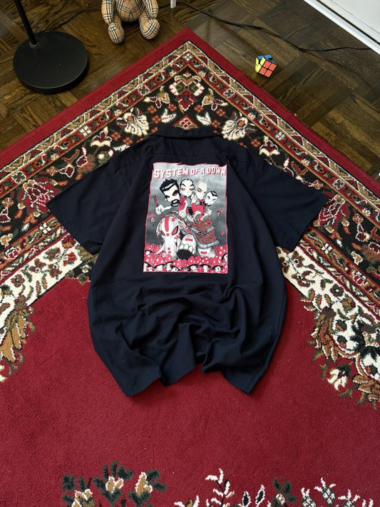 VERY RARE VTG 90s System Of  A Down Rock N Roll Occupational Wear Button UpShirt