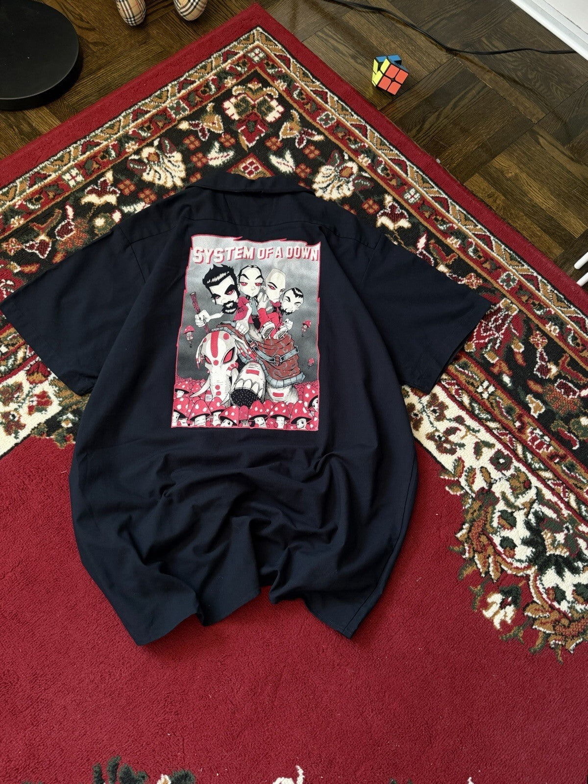 VERY RARE VTG 90s System Of  A Down Rock N Roll Occupational Wear Button UpShirt