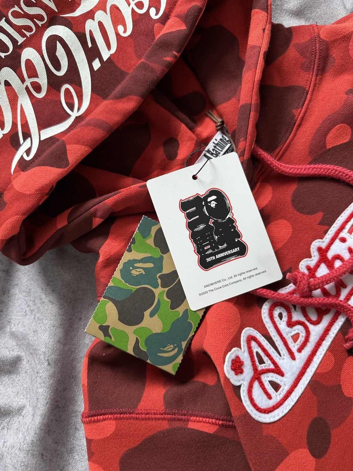 NWT BAPE x Coca-Cola Red Color Camo Ape Head Pullover Hoodie