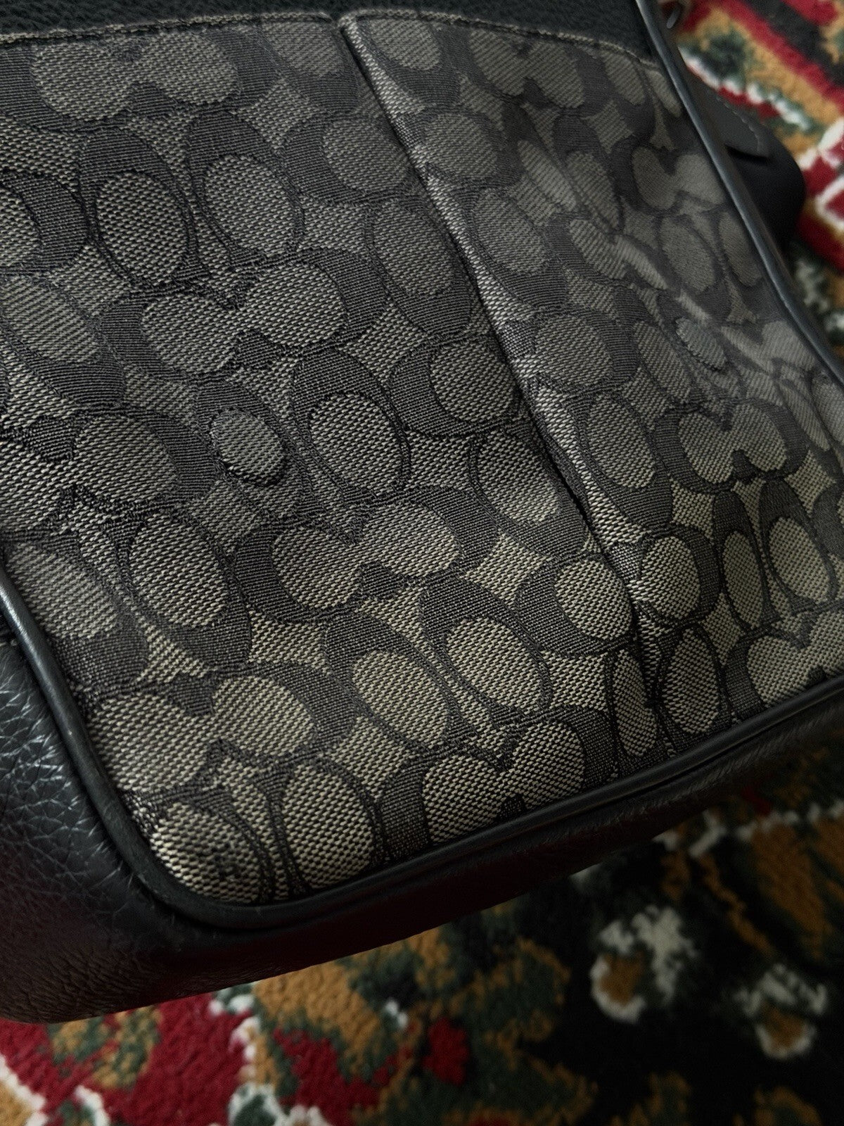 Coach Men's Black Sprint Map 25 Signature Jacquard & Leather Bag