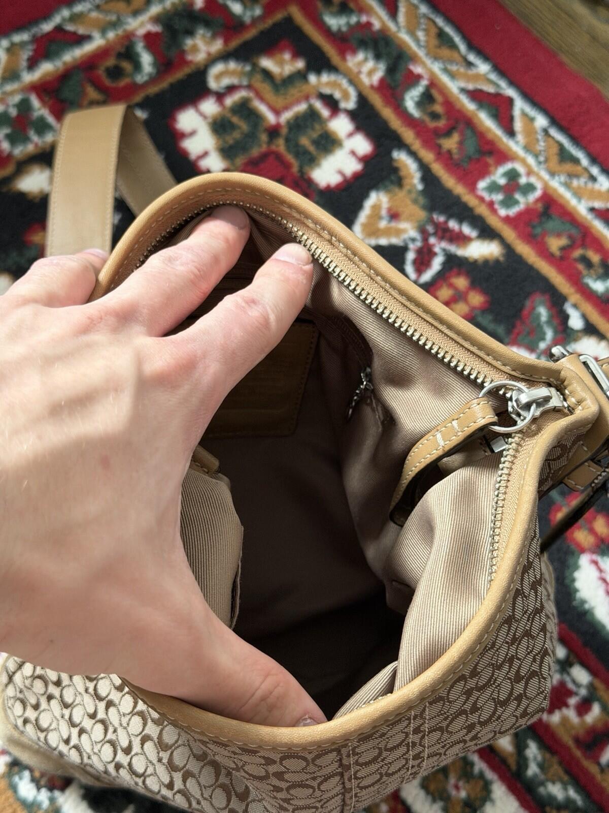 Coach Signature Jacquard Crossbody Bag Shoulder Purse Brown F10944