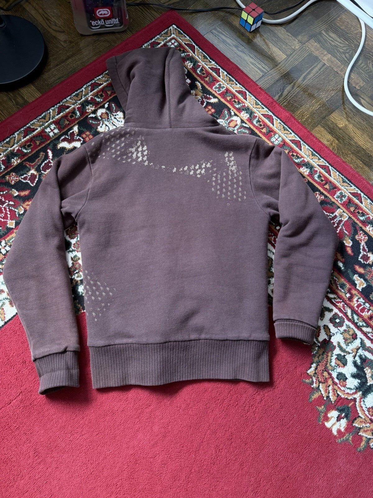 Vtg Y2K Fox Racing Sasquatch Fur Lined Full Zip Hoodie Small Mocha Brown Jacket
