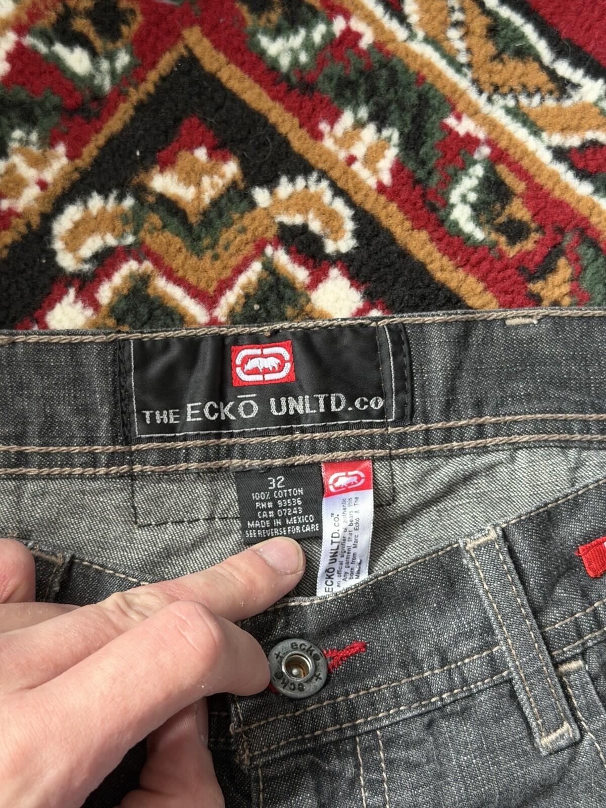 Vintage Ecko Unltd Jeans Mens 32 Gray Wide Leg Baggy Classic 5 Pocket Y2K