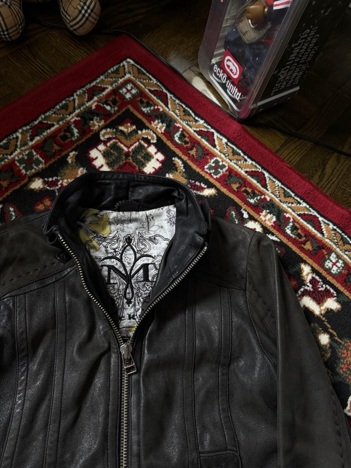 Mackage Buttery Lambskin Leather Jacket Sz XS Brown Vintage Graphic Lining