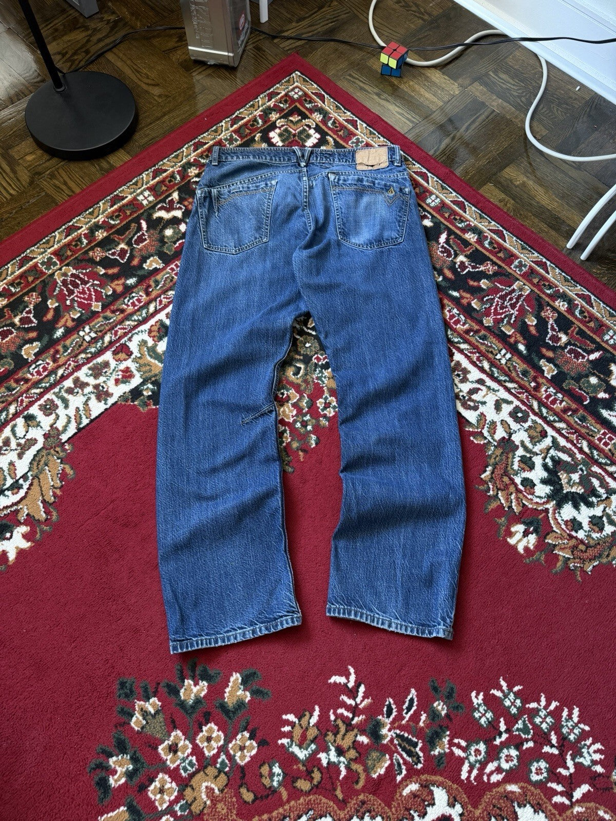 Vintage Y2K Volcom Mens Blue Wash Enowen Denim 5-Pocket Skate Grunge Jeans 34X32