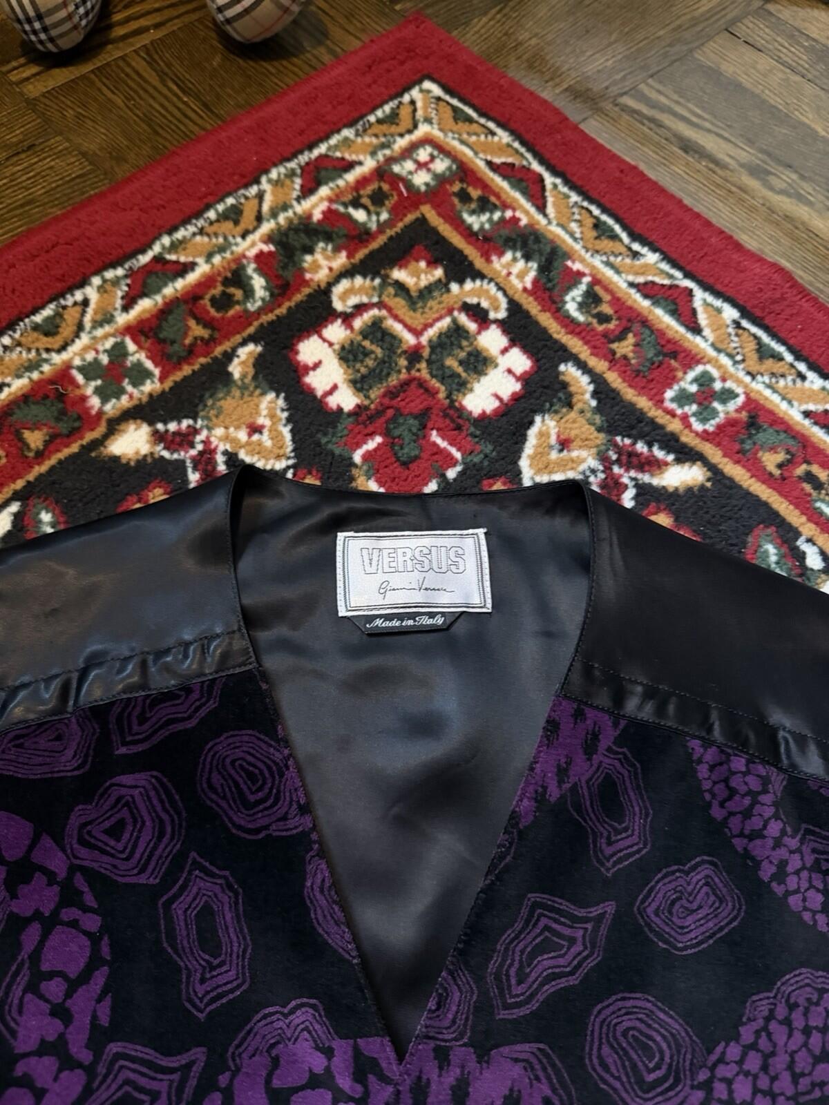 Vintage VERSUS Gianni Versace Purple Velvet Waistcoat Vest Made In Italy 90s