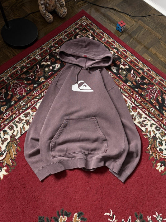 Vintage 00s Y2K Quicksilver Surf Boarding Hoodie Burgundy Dyed Mens Size S