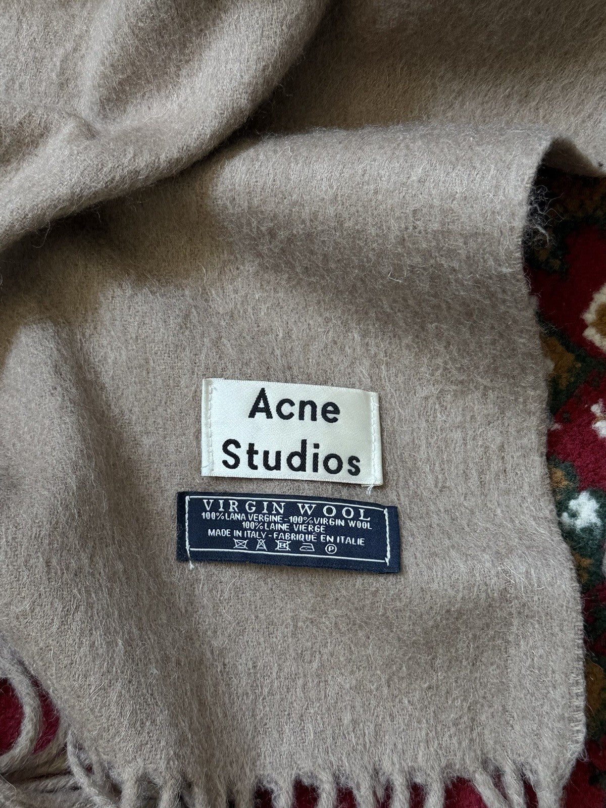 Acne Studios Virgin Wool Fringe Long Scarf 42.5/26.8 in