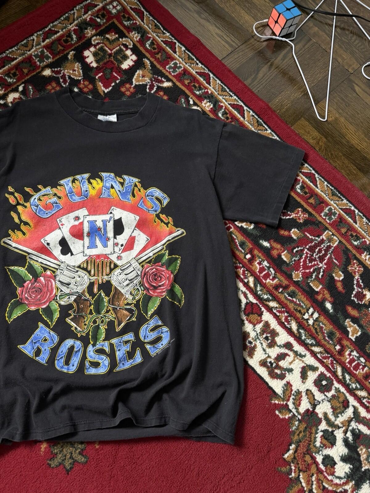 90s Guns N Roses Tshirt "Use Your Illusion Deck Cards" Single Stitch Tee 1991 L