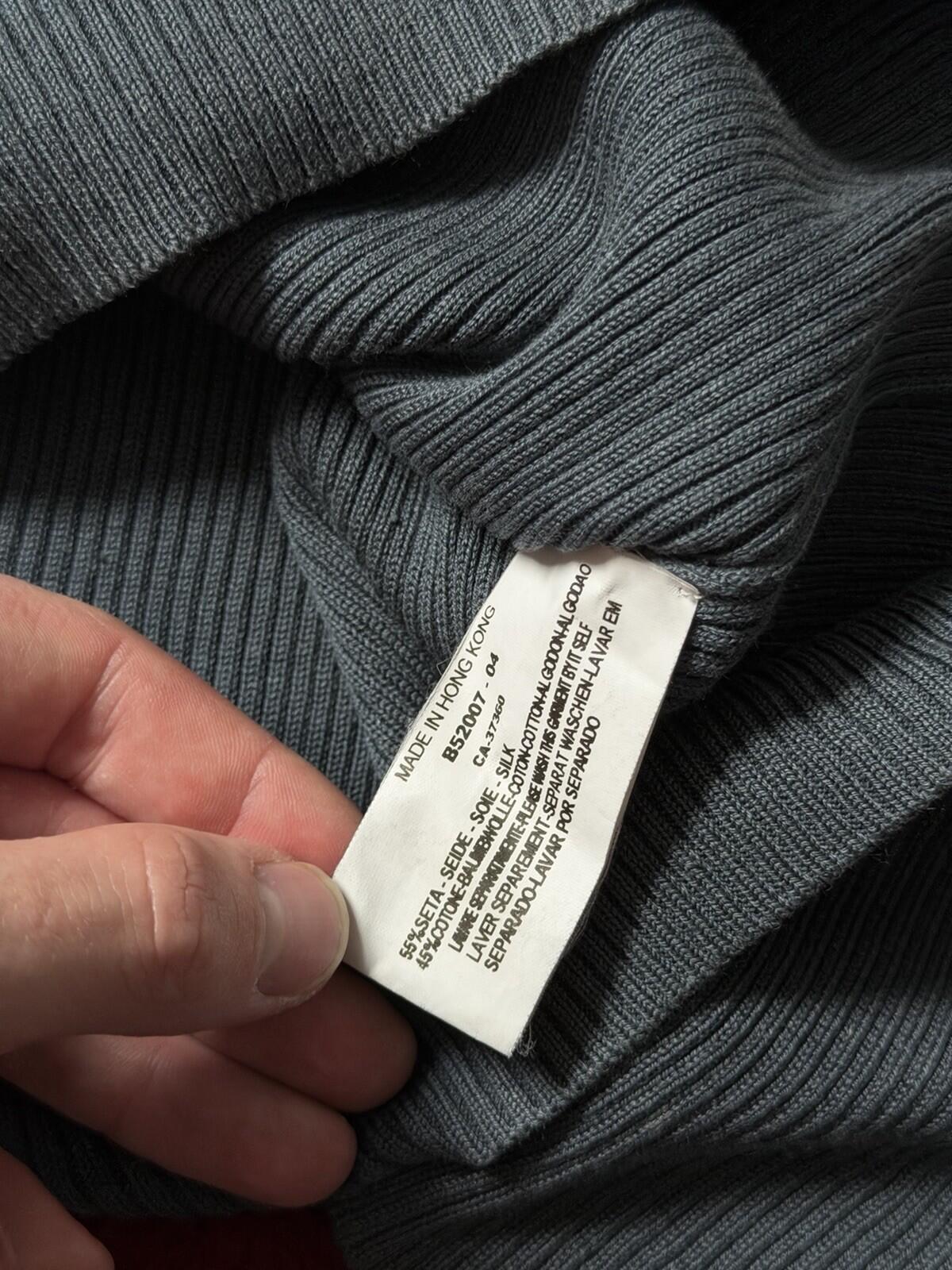 Vintage Armani Collezioni Ribbed Knit Crewneck Blue Sweater Silk Blend Size M