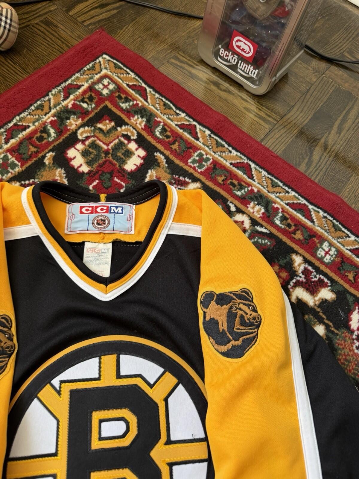 VTG 90s Ccm Boston Bruins Black Bears Classic NHL Hockey Jersey Mens XL*
