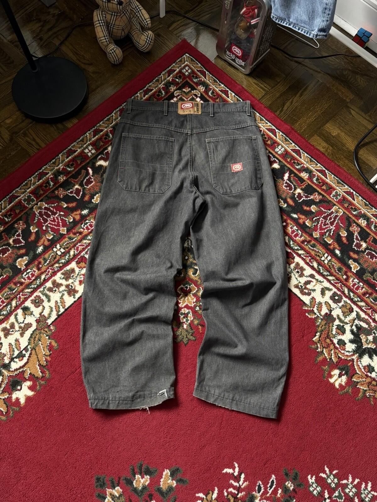 Vintage Ecko Unltd Jeans Mens 32 Gray Wide Leg Baggy Classic 5 Pocket Y2K