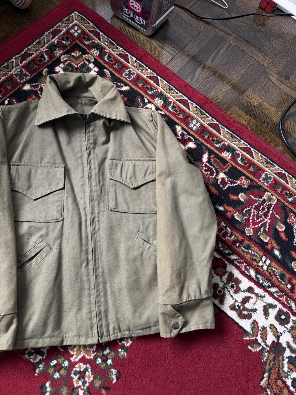 Vintage 50s-60s European Canvas Work Jacket Lighting Zip Pockets Olive