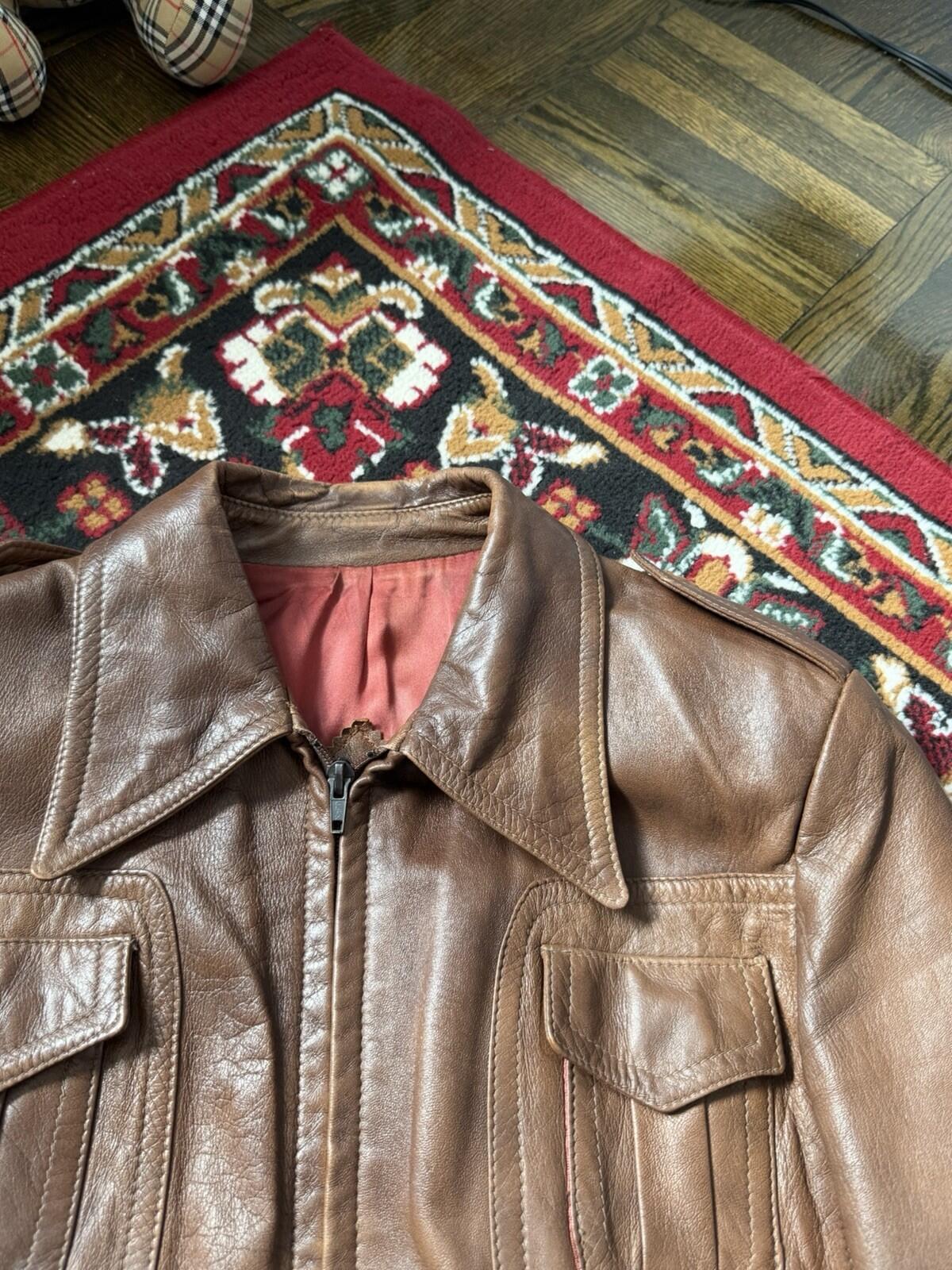1960s Vintage Men's British ‘Clix’ Zipper Brown Collared Utility Pockets Jacket