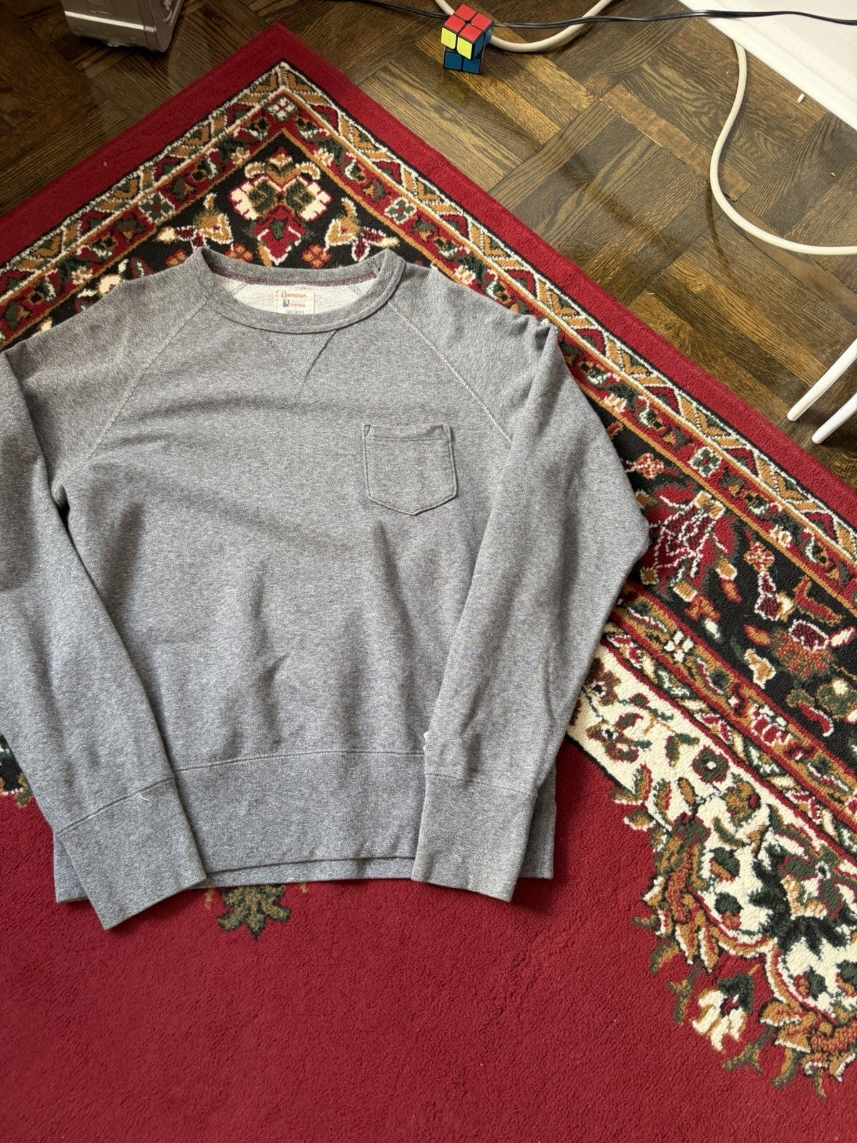 Todd Snyder Champion Men's Gray Crewneck Sweatshirt Chest Pocket Size L