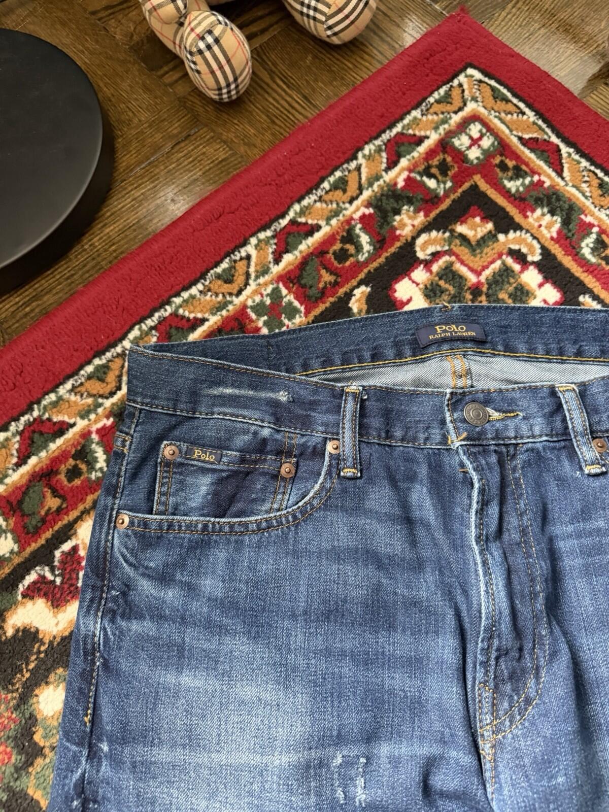 Ralph Lauren Polo Sashiko Repaired Patchwork Jeans Blue Size 34/32 Denim Pants