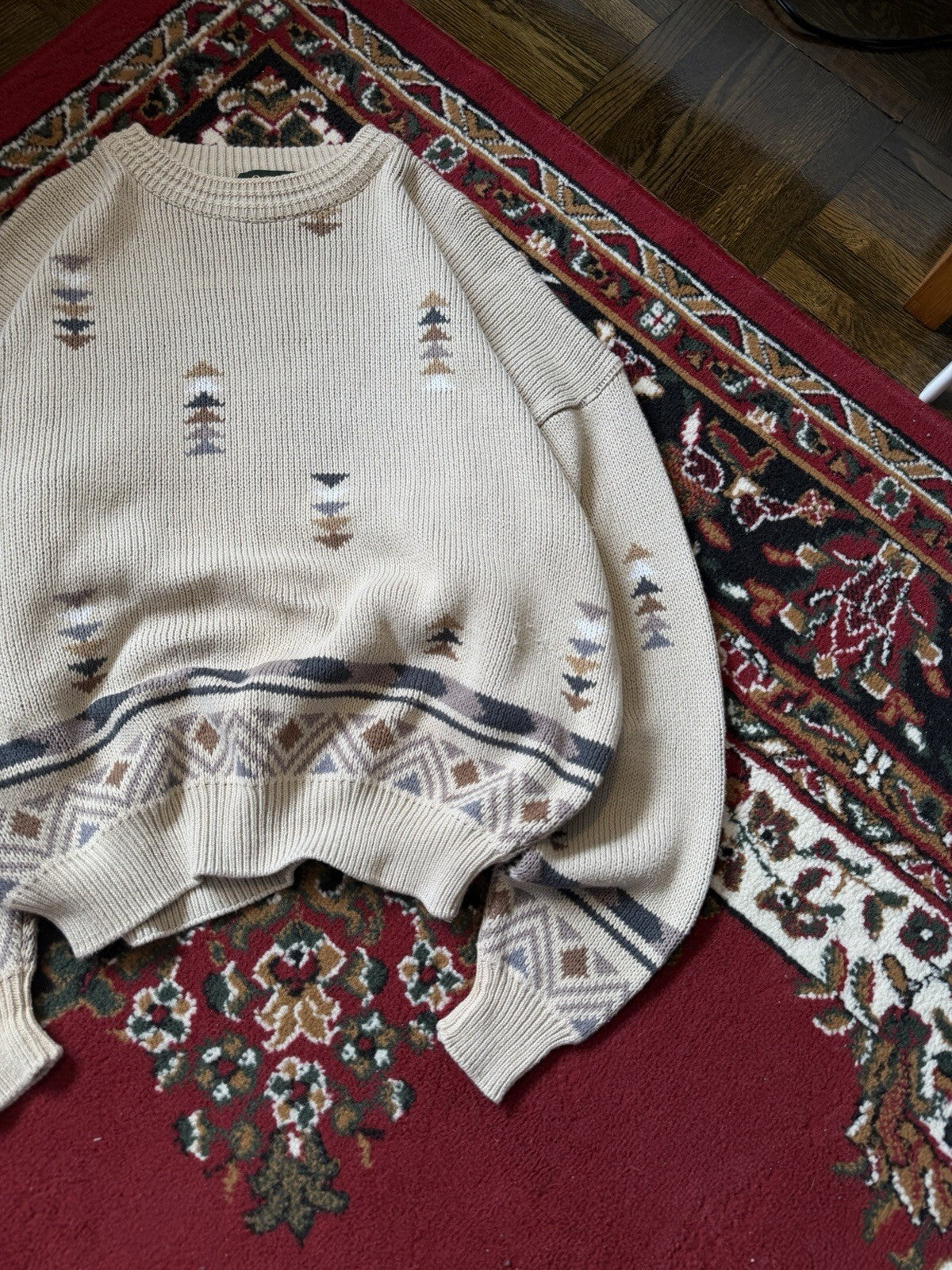 Vintage Tosani Canada Aztec Southwester Pattern Heavy Knit Sweater Size M