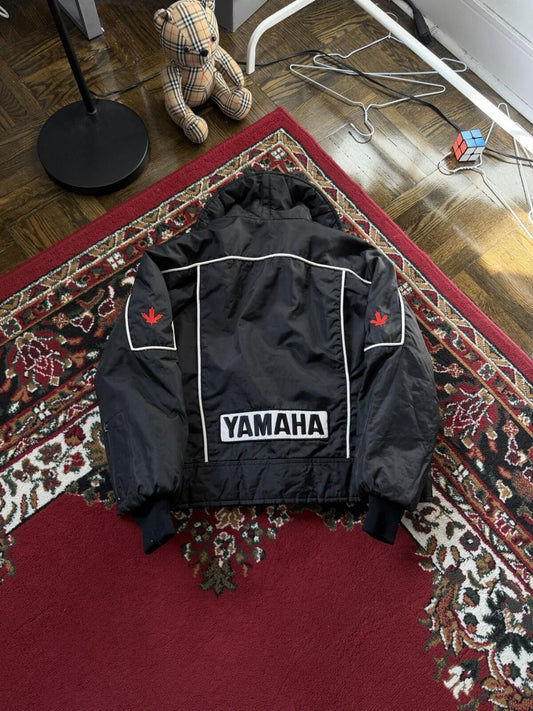 80s YAMAHA Vintage Retro Riding Racing Motorcycle Women's Black Jacket Size M