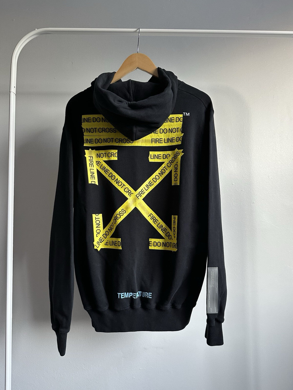 Off White Fire Tape Hoodie Black Size S Mens