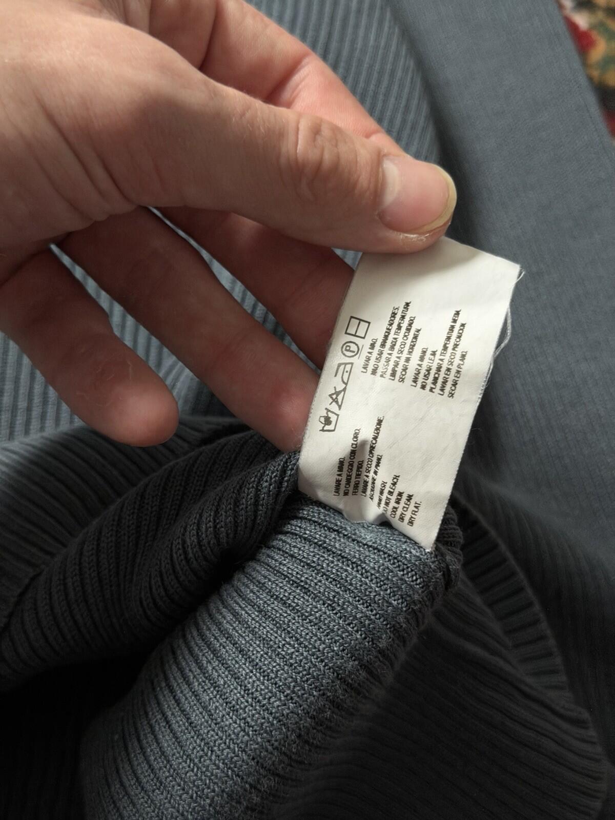Vintage Armani Collezioni Ribbed Knit Crewneck Blue Sweater Silk Blend Size M
