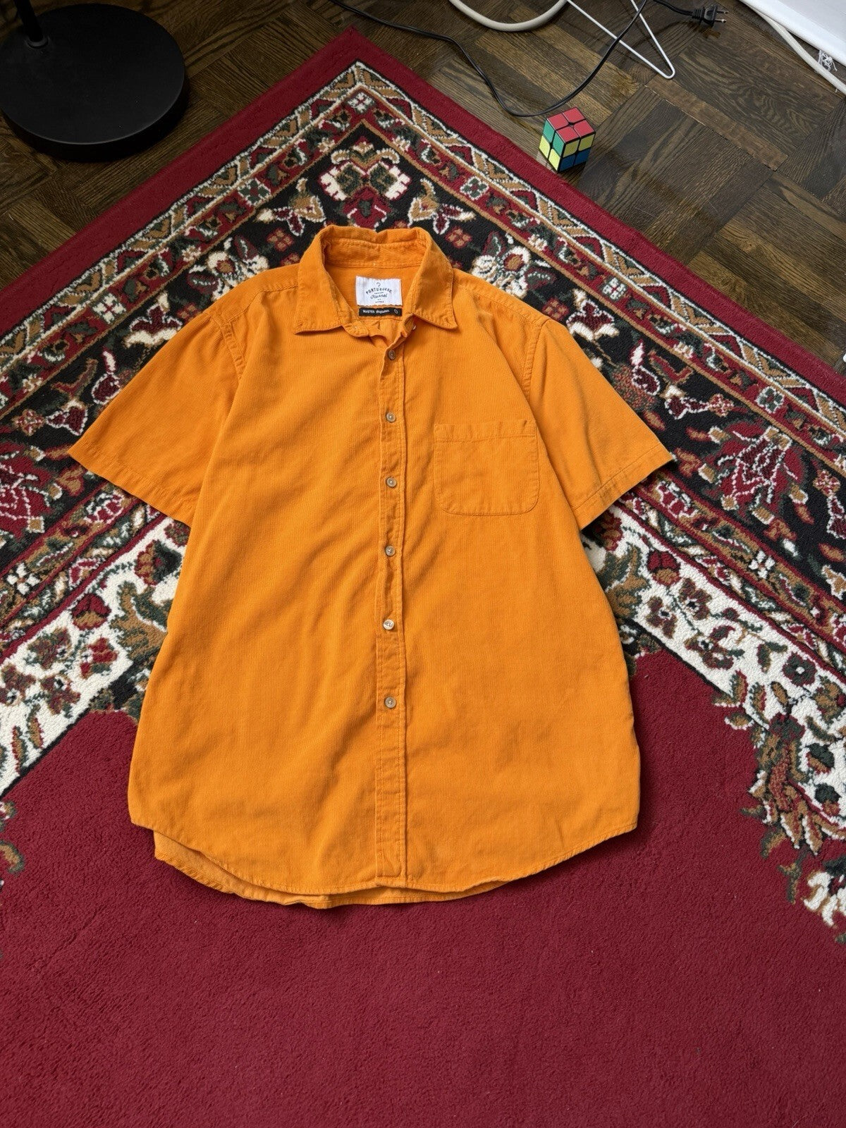 Portuguese flannel  Corduroy Orange Short Sleeve Size L