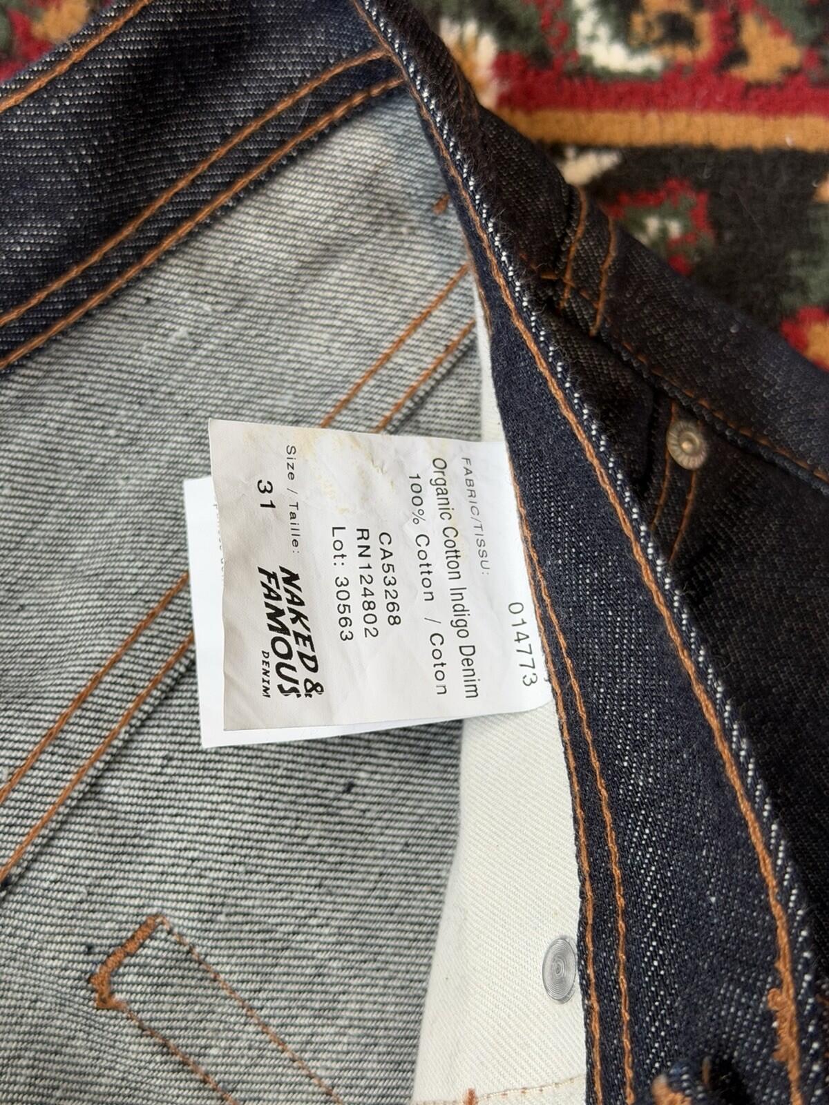 Naked & Famous Jeans Mens 31 Weird Guy Japanese Dark Indigo Organic Cotton