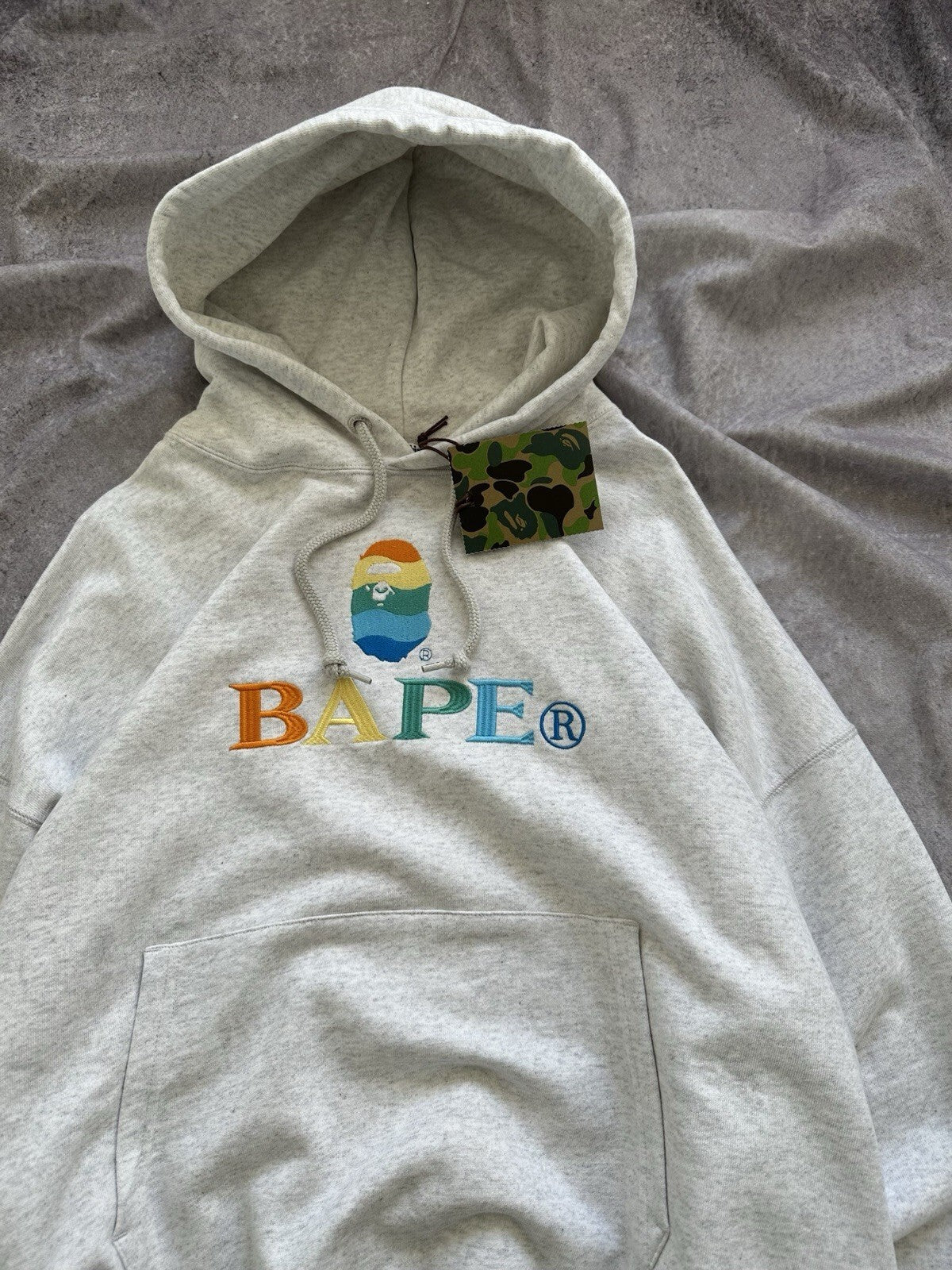 Bape Embroidery Loose Fit Gray Hoodie Size M