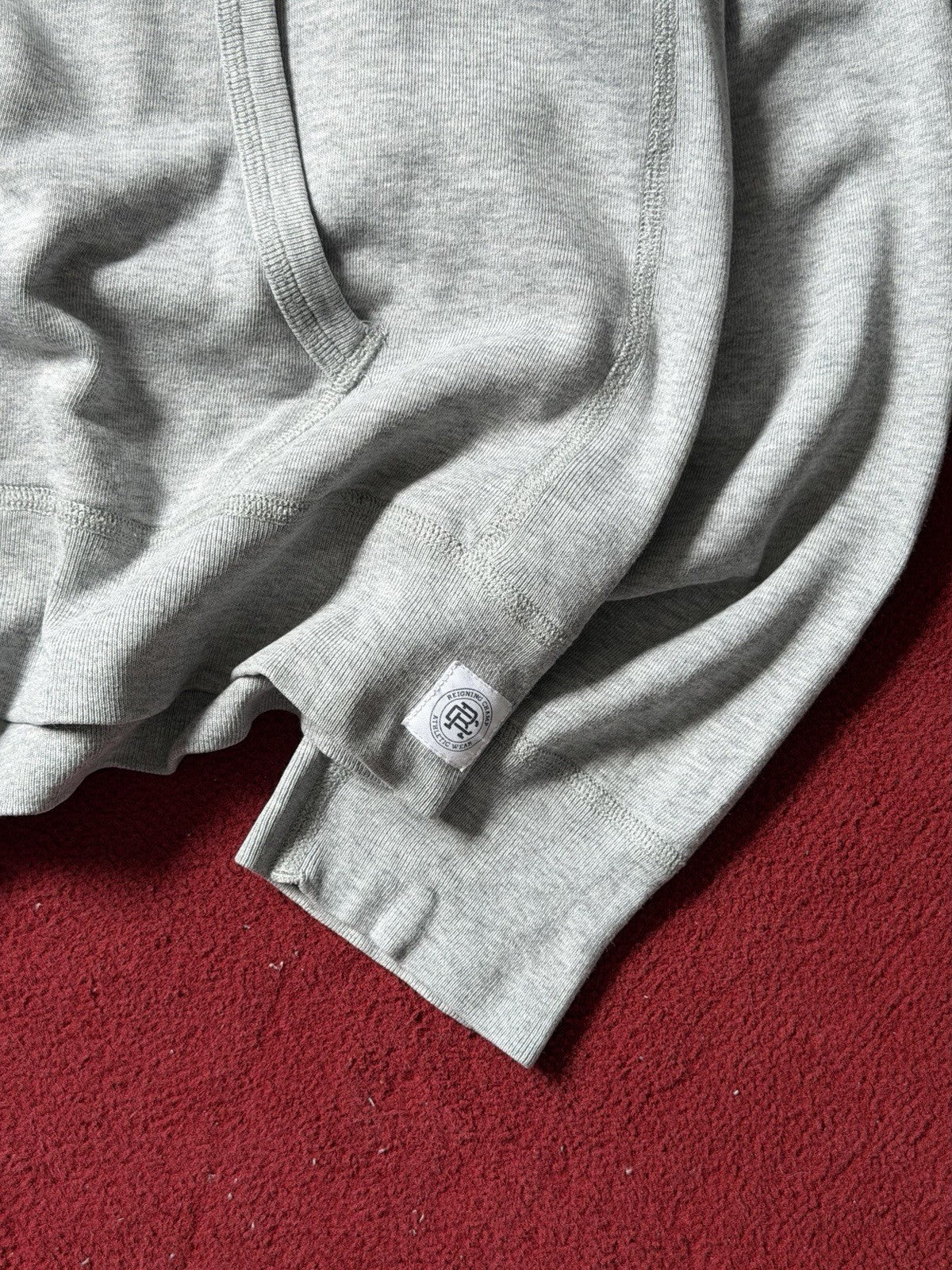 Reigning Champ Logo Basic Light Gray Hoodie Size L Pima Cotton