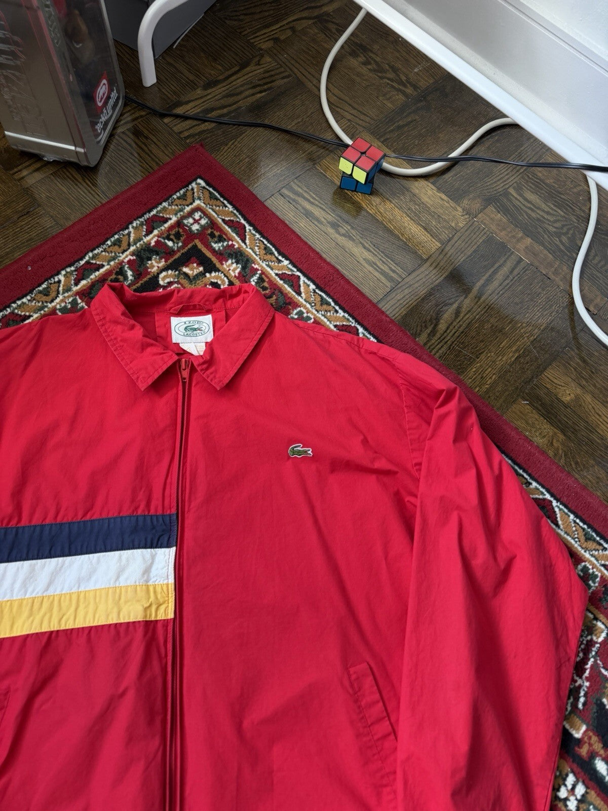 Vtg Lacoste Jacket Mens XLarge Red Bomber Harrington Preppy 90s