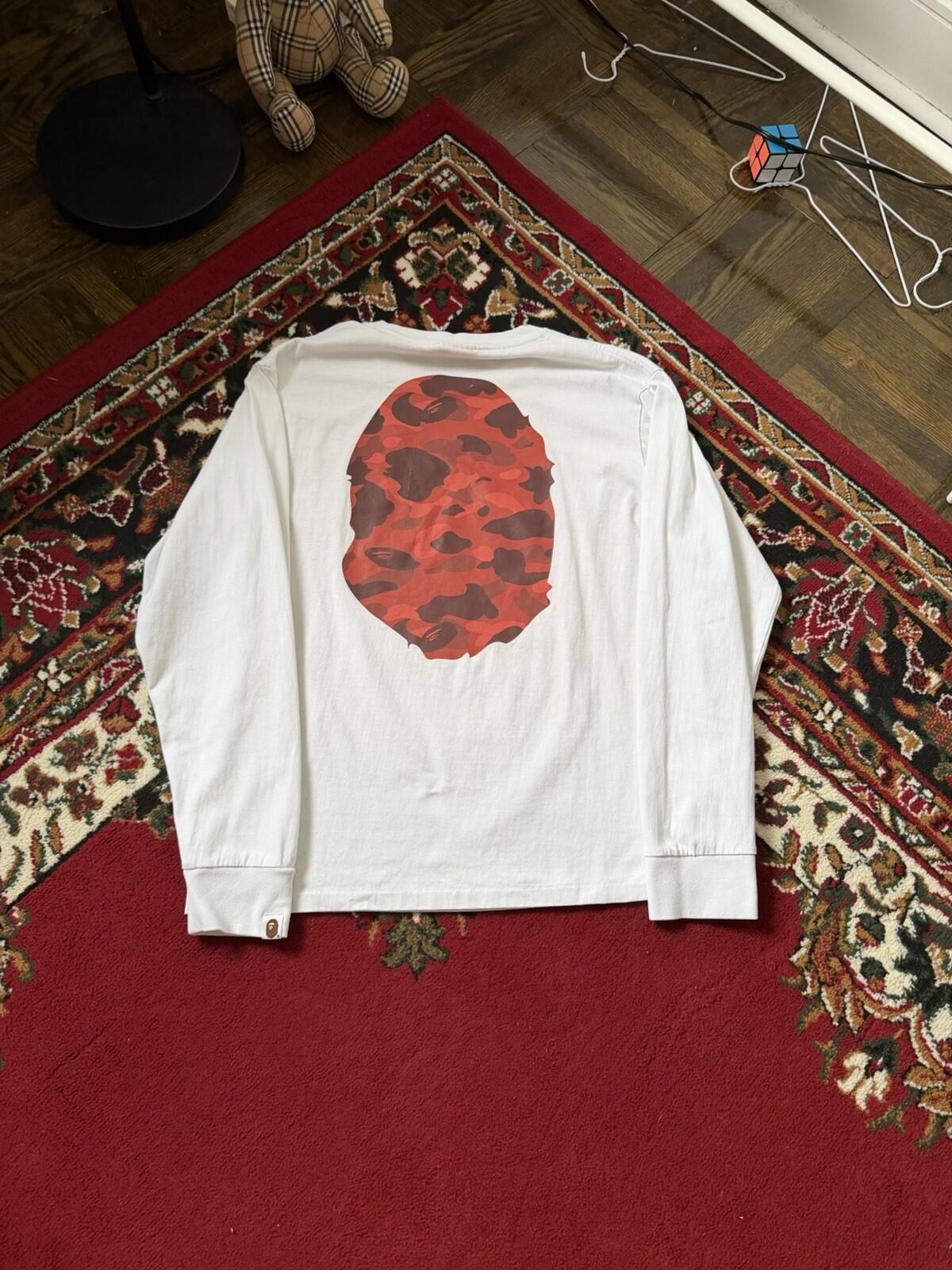 Authentic A Bathing Ape Color Camo Orange Big Ape Head L/S Longsleeve Shirt Tee