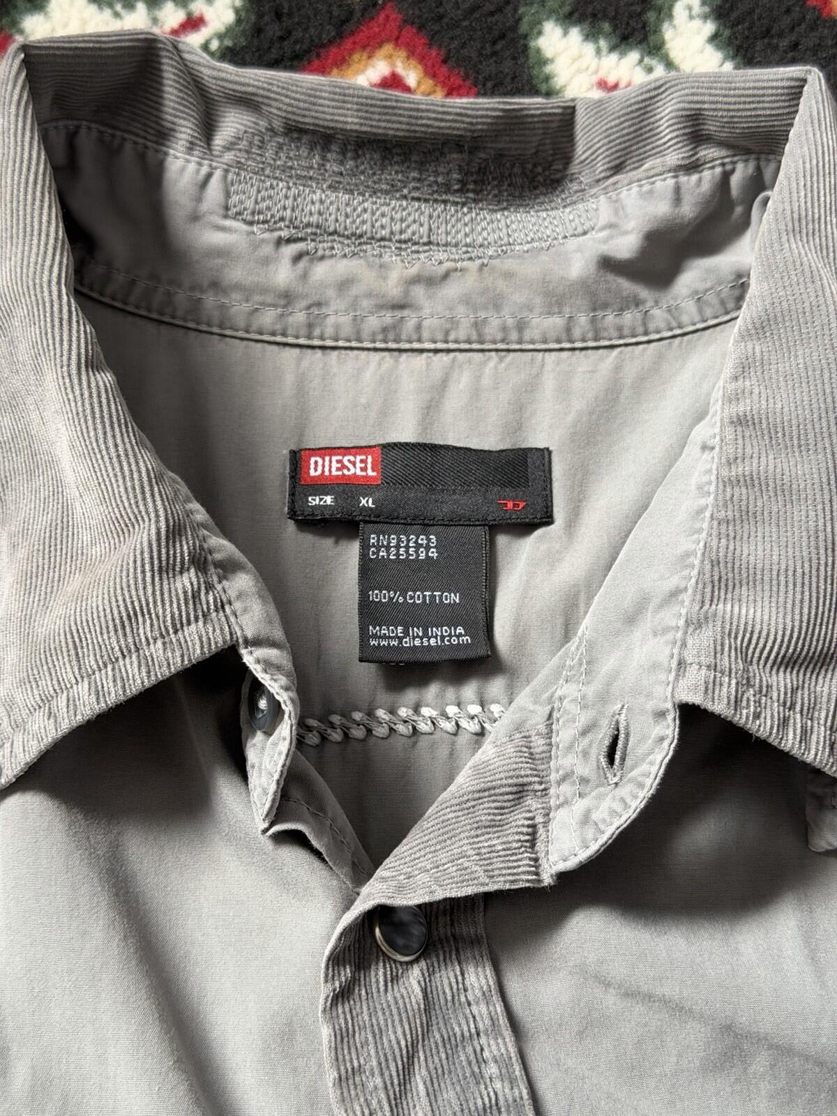 Diesel Eagle Corduroy Western Shirt Gray Size XL
