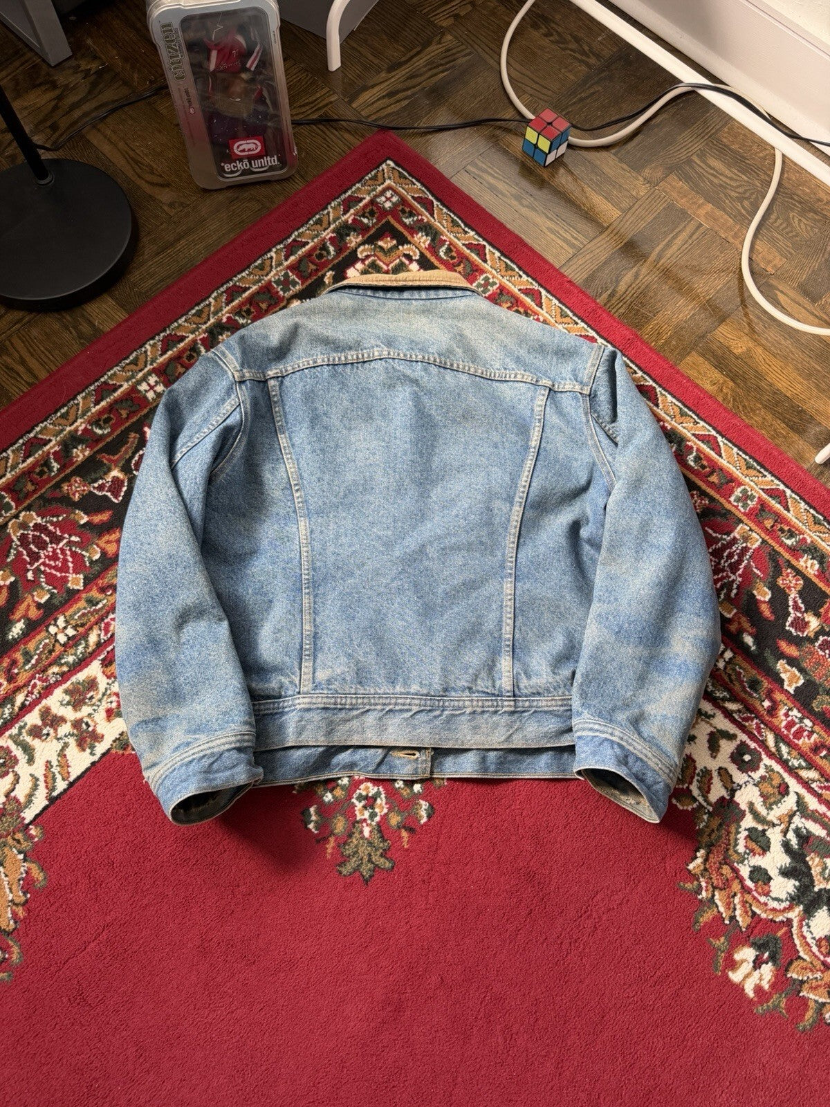 Vintage Lee Storm Rider Washed Blanket Lined Faded Denim Jacket Men's 90s Jean