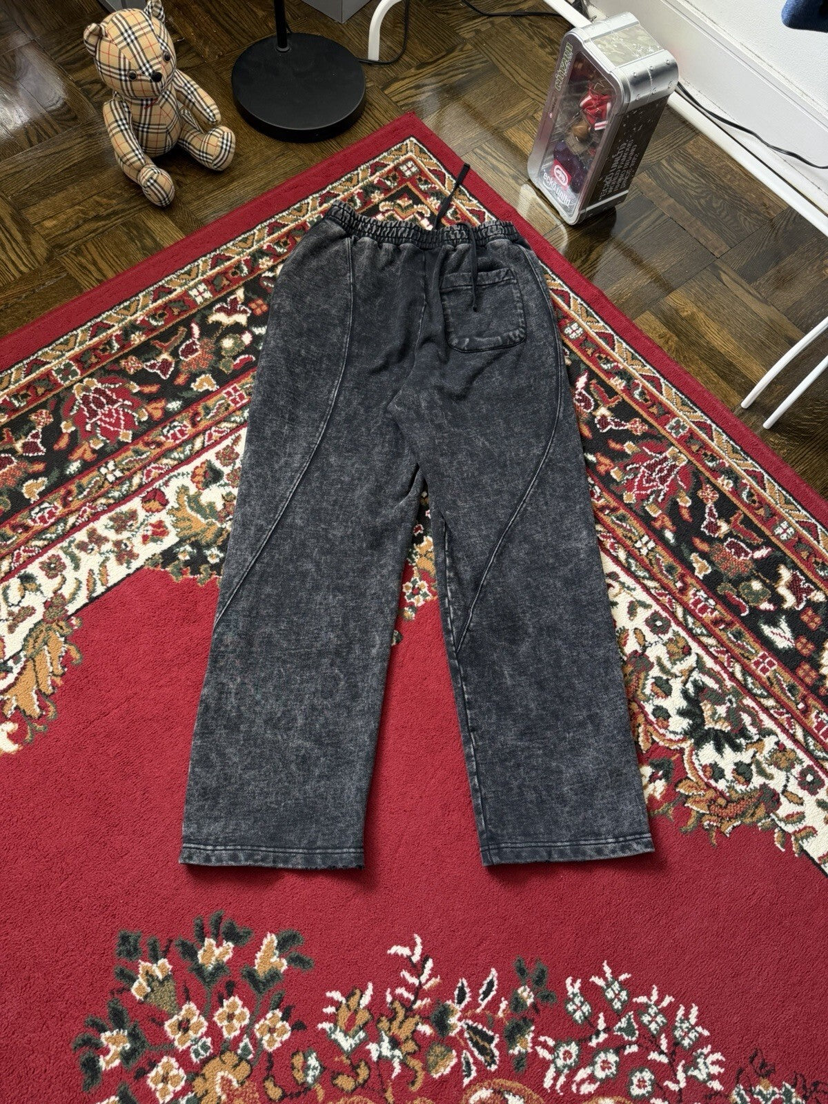 Dime MTL Small Logo Relaxed Straight Sweatpants Navy Size Large