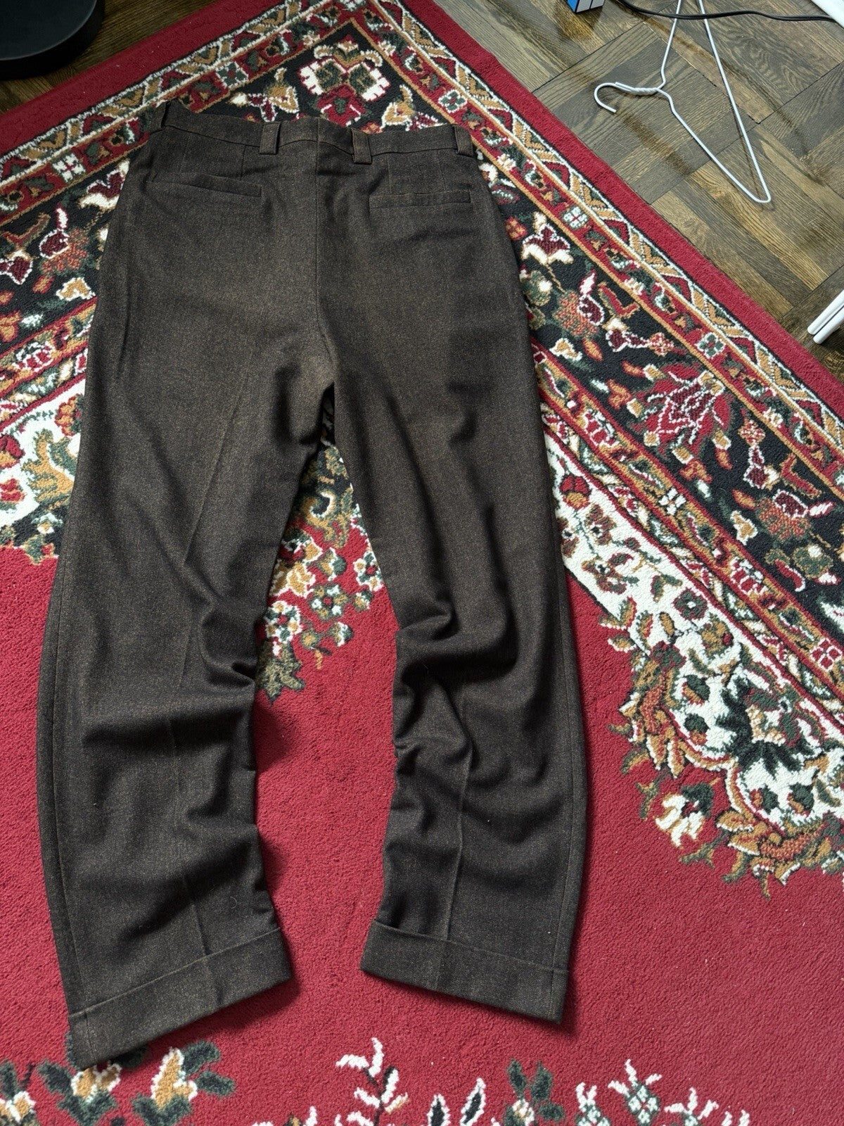 Versace Classic Men's Brown Wool Flat Front Slacks Trousers Dress Pants
