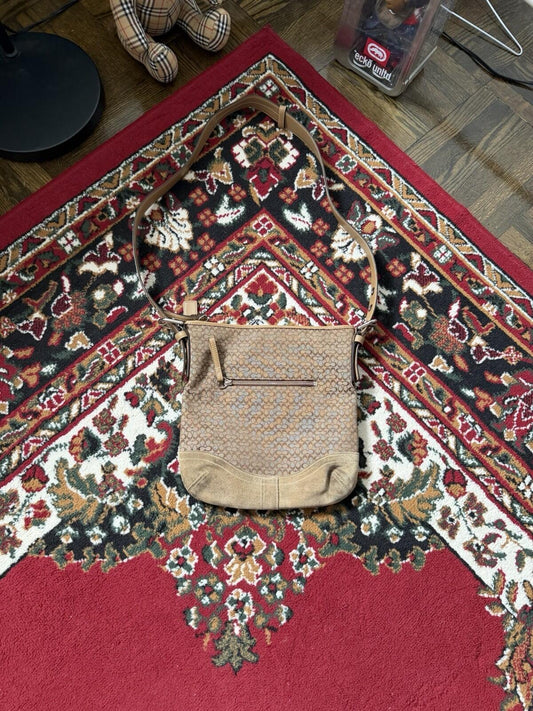 Coach Signature Jacquard Crossbody Bag Shoulder Purse Brown F10944