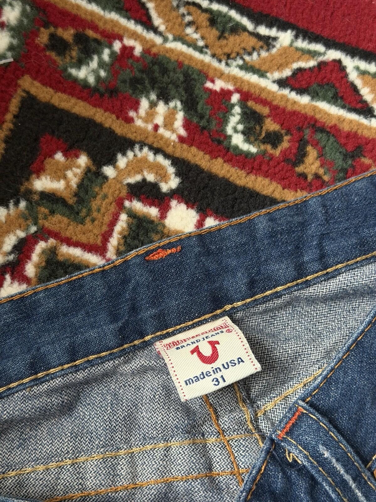 Vtg True Religion #503 Joey Blue Jeans Woodstock Distressed Bell Bottom Pants 31