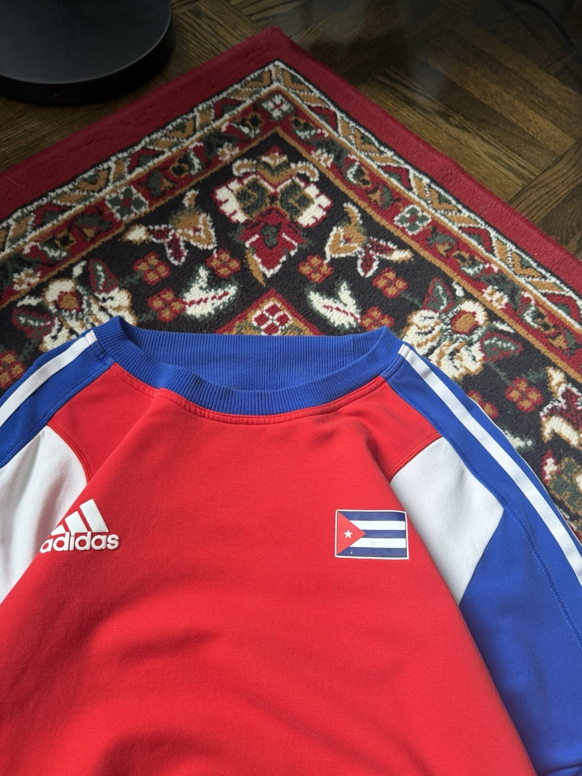 Vintage Cuba Adidas Soccer 3 Stripes Crewneck Sweatshirt Size L 00s