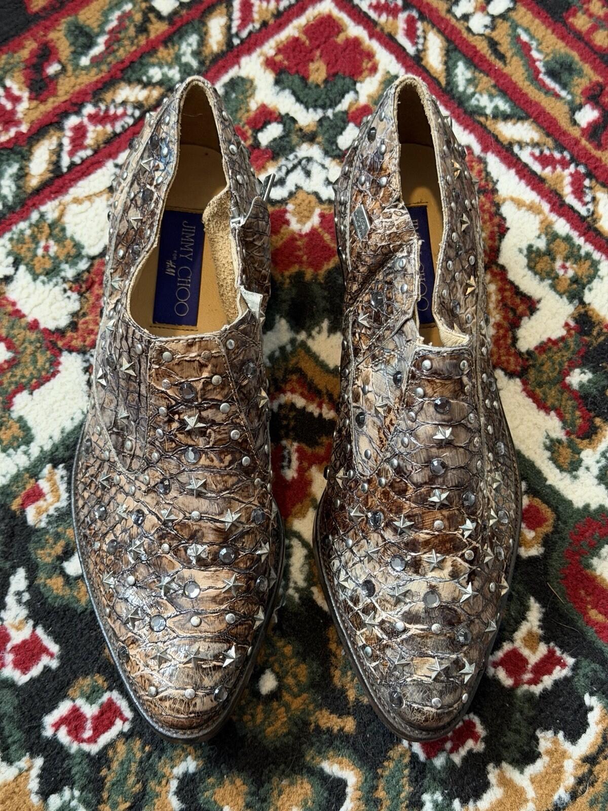 Jimmy Choo For H&M Python Exotic Western Cowboy Short Studs Shoes EU 37 | US 6