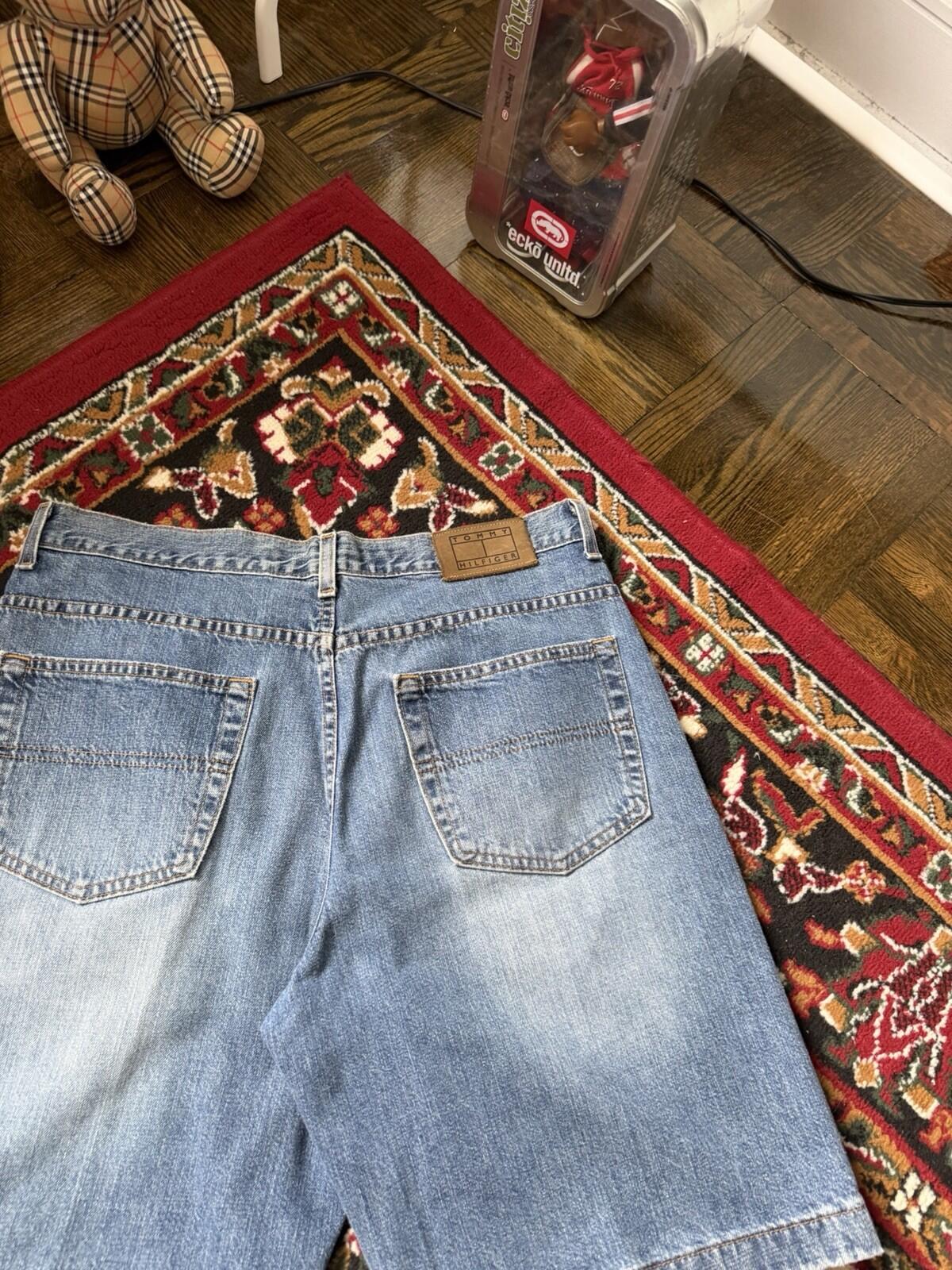 Y2K Tommy Hilfiger Stonewash Jorts Baggy Size 34 VTG 90s Denim Jean Shorts