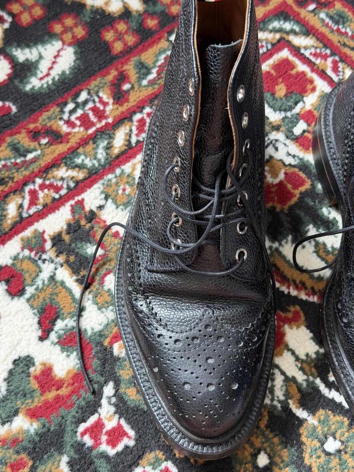 Thom Browne Mens Wingtip Pebble Grain Leather Ankle Boots Size 42 / US 9 Lace Up
