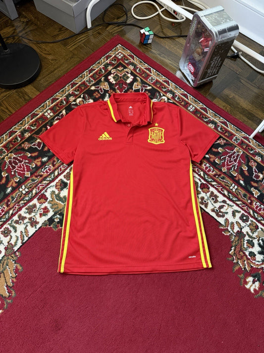 Spain 2015/16 Home Soccer Jersey Football Shirt Adidas Men's Size L