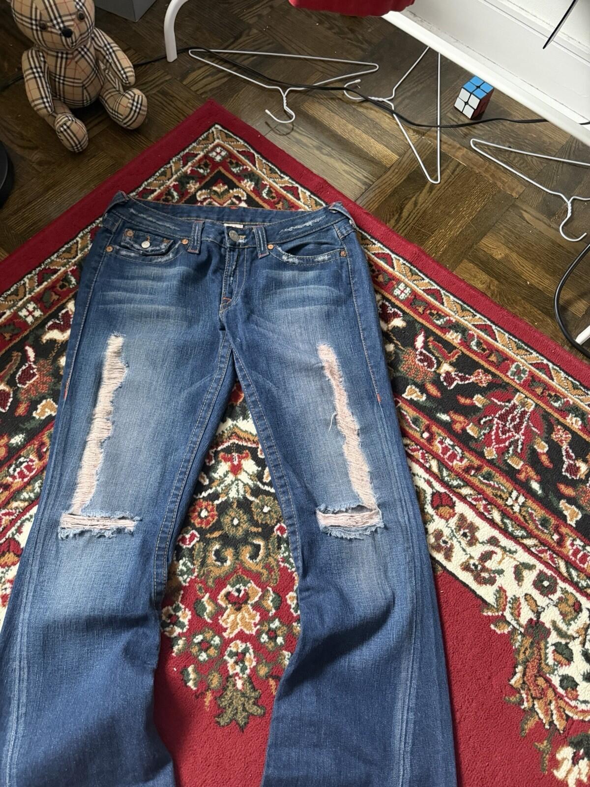 Vtg True Religion #503 Joey Blue Jeans Woodstock Distressed Bell Bottom Pants 31