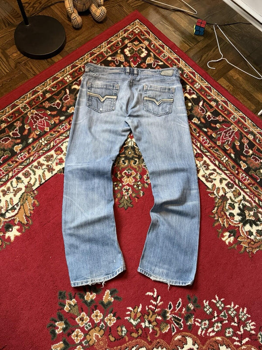 Diesel Industry Trouleg Mens Blue Jeans Denim Pants Distressed Stretch 34/30