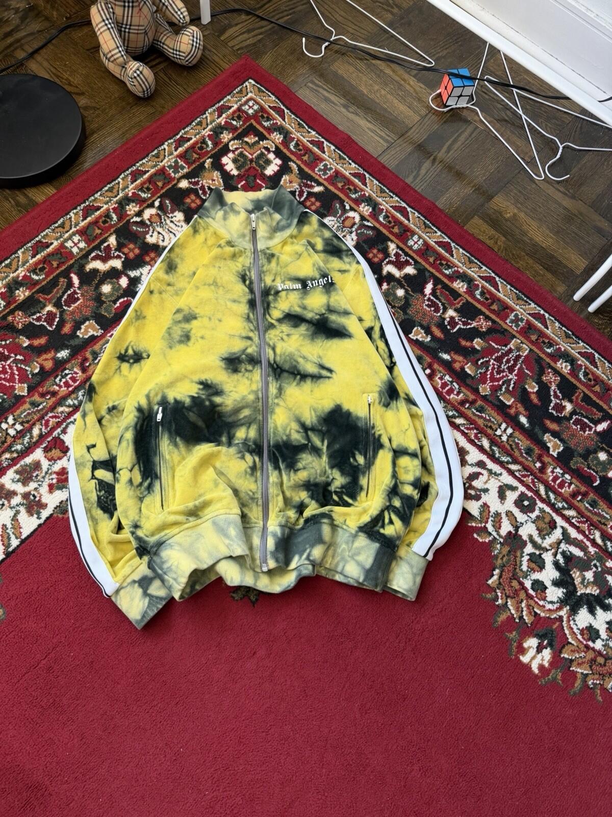 Palm Angels Yellow Tie Dye Velour Track Jacket Yellow Size XL